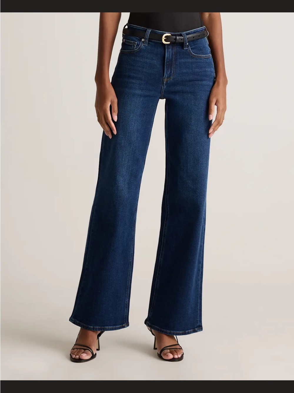 Quince Bella stretch Dark Blue High-Rise Wide-Leg Jeans (size 28 extra long)